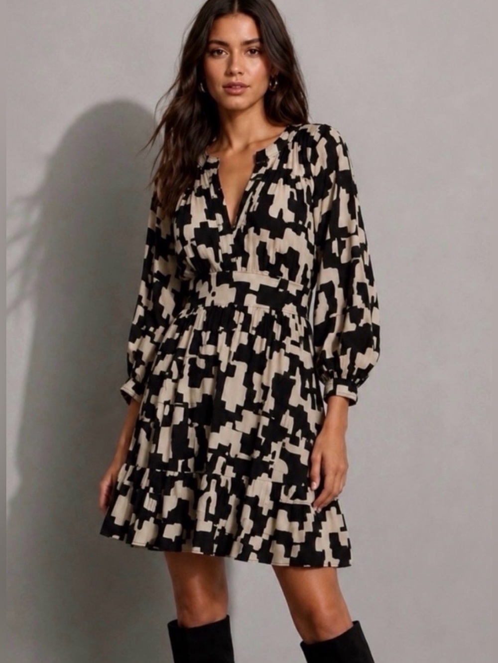 Revolve BA&SH Pulse Print Long Sleeve Ruffle Mini Dress Size 1 / Small